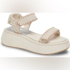 Dolce Vita Platform Sandals with Velcro Straps, Neutral Cream Women’s Size 10